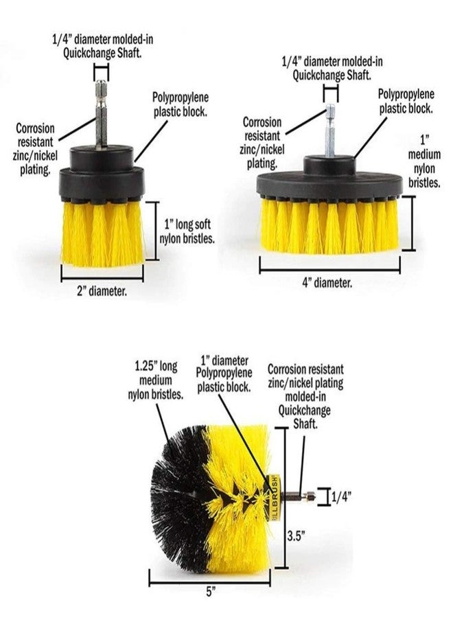 HOME CUBE 3 Pc Drill Brush Set for Bathroom Surfaces Tub, Shower,Kitchen, Tile and All Purpose Power Scrubber Cleaning Kit (Cordless Drill NOT included) (Random Color) - Image 3